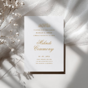 Minimale moderne goldene Schrift Henna Mehndi Zere Einladung