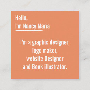Minimale moderne Grafikdesign Orange Quadratische Visitenkarte