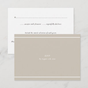 Minimale moderne Hochzeit   Neutrale Greige-Blumen RSVP Karte