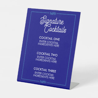 Minimale moderne Hochzeit Signature-Cocktail-Schil Sockelschild