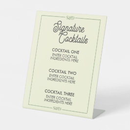 Minimale moderne Hochzeit Signature-Cocktail-Schil Sockelschild