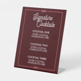 Minimale moderne Hochzeit Signature-Cocktail-Schil Sockelschild