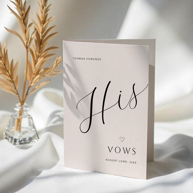 Minimale moderne Hochzeit Vow Book | Seine Votes Ankündigung (His Vows)