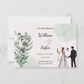 Minimale moderne Hochzeits-Einladung RSVP Karte
