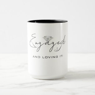 Minimale moderne Kalligrafie Verlobungsfeier Tasse