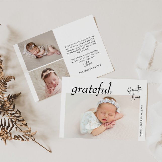 Minimale moderne Landschaft Baby Foto Geburt Ankündigung (Von Creator hochgeladen)