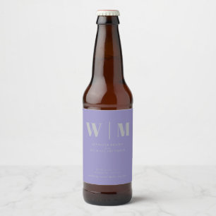 Minimale moderne Lavendel-Silber-Trinkhochzeit Bierflaschenetikett