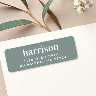 Minimale moderne Lettering Sage Green Rücksendeadr