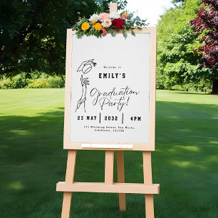 Minimale moderne Line-Art-Abschluss-Willkommenssch Poster