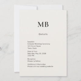 Minimale moderne Micro-Hochzeits-Detailkarte Einladung