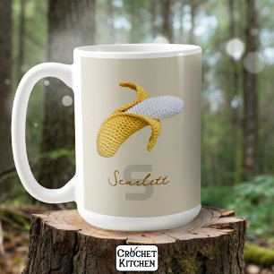 Minimale moderne Monogramm Name Crochet Banana Kaffeetasse