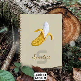 Minimale moderne Monogramm Name Crochet Banana Notizbuch