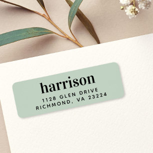 Minimale moderne monogramm Sage Green Rücksendeadr