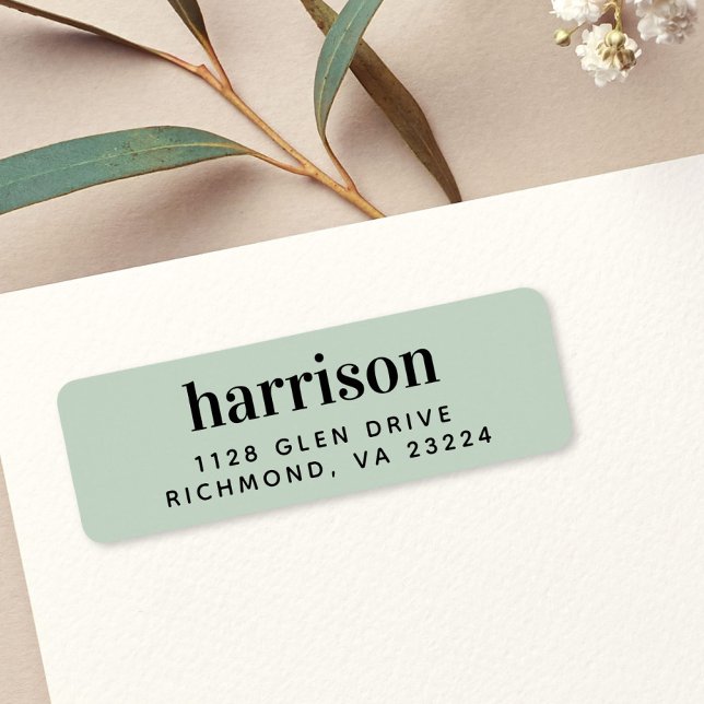Minimale moderne monogramm Sage Green Rücksendeadr (Von Creator hochgeladen)
