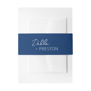 Minimale moderne Navy-Blau-Hochzeit Einladungsbanderole