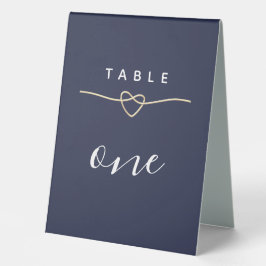 Minimale moderne Navy Blue Wedding Tischnummer Tischaufsteller