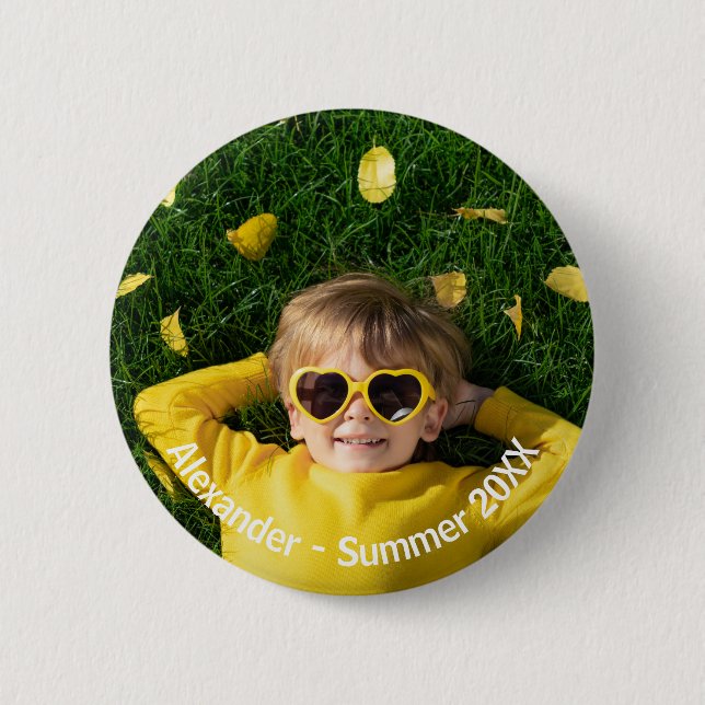 Minimale moderne personalisierte Fotos mit individ Button (Vorderseite)
