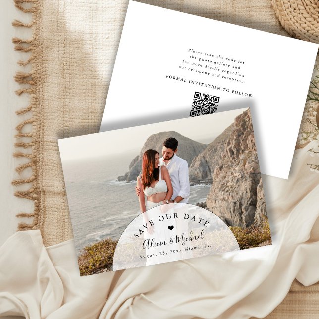 Minimale moderne QR-Code-Foto-Hochzeit Save The Date (Von Creator hochgeladen)