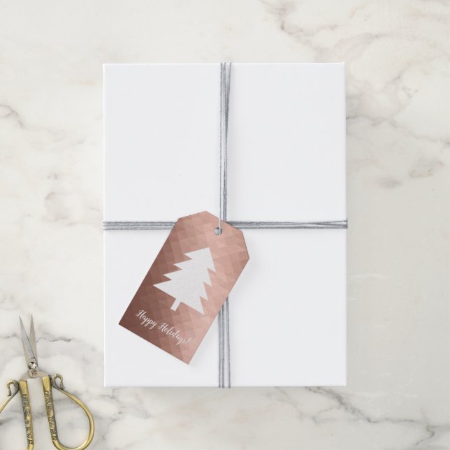 Minimale moderne rosa goldgeometrische Weihnachtsb Geschenkanhänger (Mit Garn)