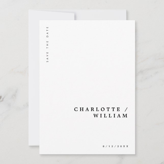 Minimale moderne schicke Typografie Hochzeit Save The Date (Vorderseite)