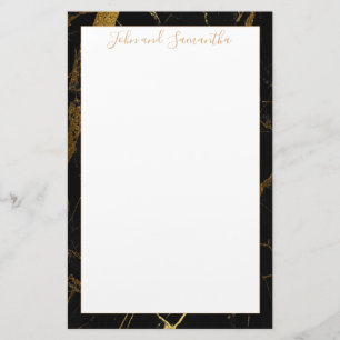 Minimale moderne Schwarze Marmorhochzeit Briefpapier