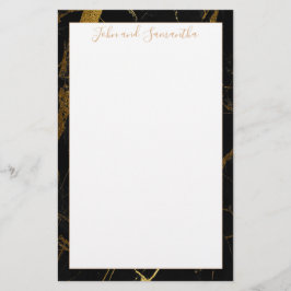 Minimale moderne Schwarze Marmorhochzeit Briefpapier