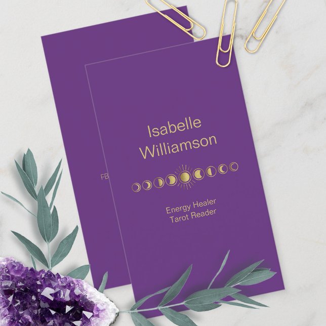 Minimale moderne Sterne Amethyst Mystical Moon Pha Visitenkarte (Von Creator hochgeladen)
