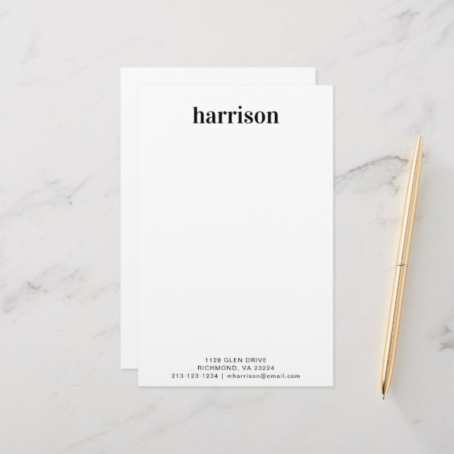 Minimale moderne Typografie Monogramm Personalisie Briefpapier (Vorderseite/Rückseite Beispiel)