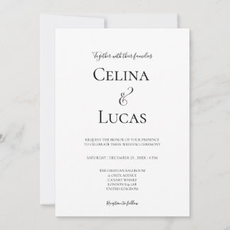 Minimale moderne Typografie Schwarze und weiße Hoc Einladung
