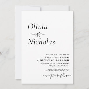 Minimale moderne Typografie Script Monogram Weddin Einladung