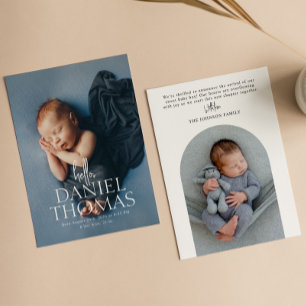 Minimale moderne vollständige Foto-Baby-Geburtsanz Ankündigung