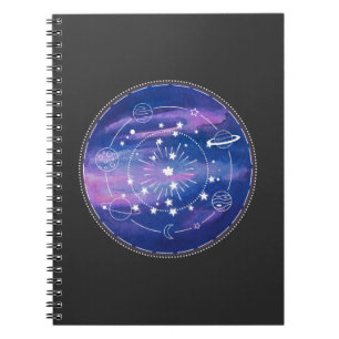 Minimale Mond-Galaxie-Gestaltung Kosmische Ästhe Notizblock