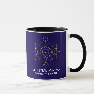 Minimale Mondsichel und Sonne in Linienkunst   Boh Tasse