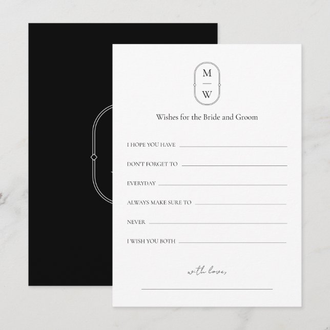 Minimale Mongramm-Hochzeiten für Braut und Bräutig Hinweiskarte (Vorne/Hinten)