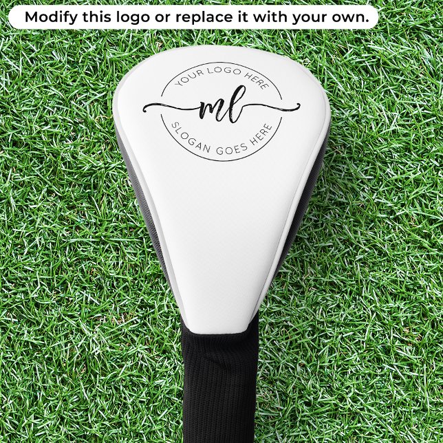 Minimale Monogram-Initials-Logo Schwarz und Weiß Golf Headcover (Von Creator hochgeladen)