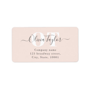 Minimale Monogram Moderne Script Rosa Rücksendeadr Adressaufkleber