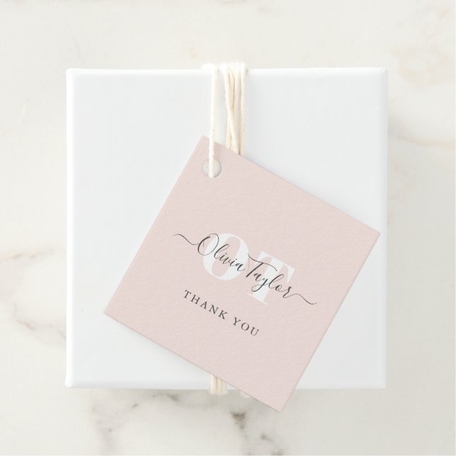 Minimale Monogram Moderne Skriptblush Vielen Dank Geschenkanhänger (Beispiel)