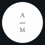 Minimale Monogram Trendy Chic Schwarz-weiße Hochze Runder Aufkleber<br><div class="desc">Minimalistische Monogram Trendy Chic Typografy Wedding Classic Round Sticker in Schwarz/Weiß</div>