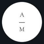 Minimale Monogram Trendy Chic Schwarz-weiße Hochze Runder Aufkleber<br><div class="desc">Minimalistische Monogram Trendy Chic Typografy Wedding Classic Round Sticker in Schwarz/Weiß</div>