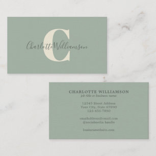 Minimale Monogramm Anfangs Buchen Grün Elegante Sc Visitenkarte