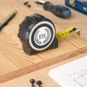 Minimale Monogramm, Dunkelgrau-Laurel-Wreath Maßband