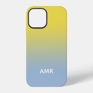 Minimale Monogramm Gelb zu Hellblau Farbverlauf iPhone 12 Hülle