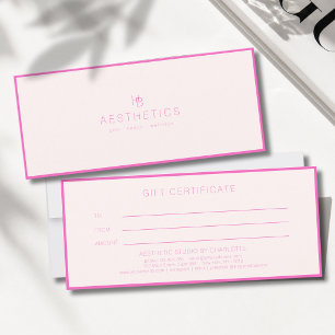 Minimale Monogramm-Geschenkkarte in Beige-Pink
