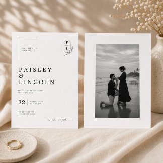 Minimale Monogramm-Hochzeitseinladungsdesign. Einladung