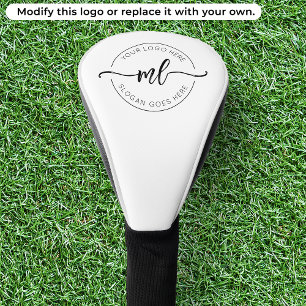 Minimale Monogramm-Initialen-Logo Schwarz und Weiß Golf Headcover