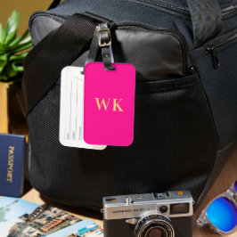 Minimale Monogramm-Initialen von Hot-Pink Gepäckanhänger