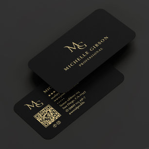 Minimale Monogramm MG Beruflich elegant Schwarz Visitenkarte