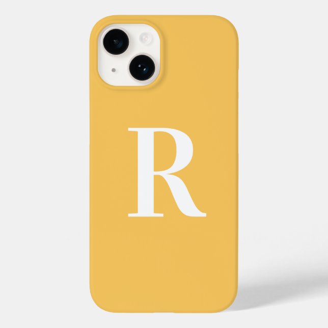 Minimale Monogramm Modernes Gelb Case-Mate iPhone 14 Hülle (Rückseite)