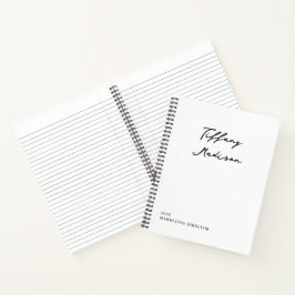 Minimale Monogramm-Schwarz-Weiß-Eigenname Jahr Notizbuch