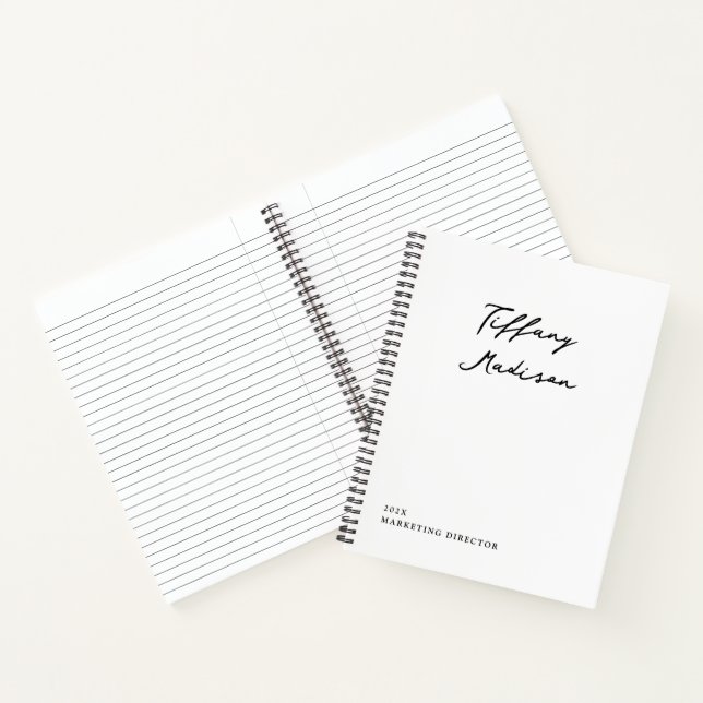 Minimale Monogramm-Schwarz-Weiß-Eigenname Jahr Notizbuch (Innenseite)